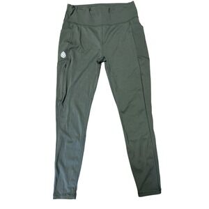Stio Womens Olive Green High Waisted Active Leggings Pockets Size L